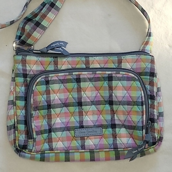 Vera Bradley Gingham Pastel Multicolor Plaid Pattern RFID Little Hipster - Picture 1 of 6